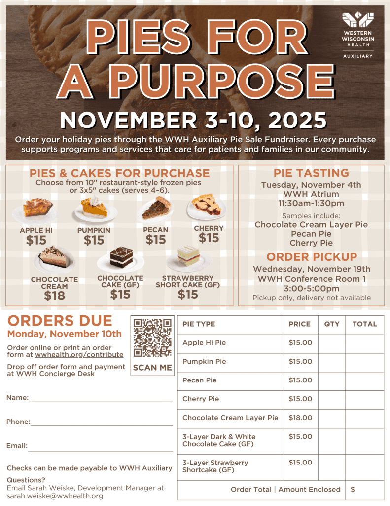 WWH_Auxiliary_Pie Sale Fundraiser_2025